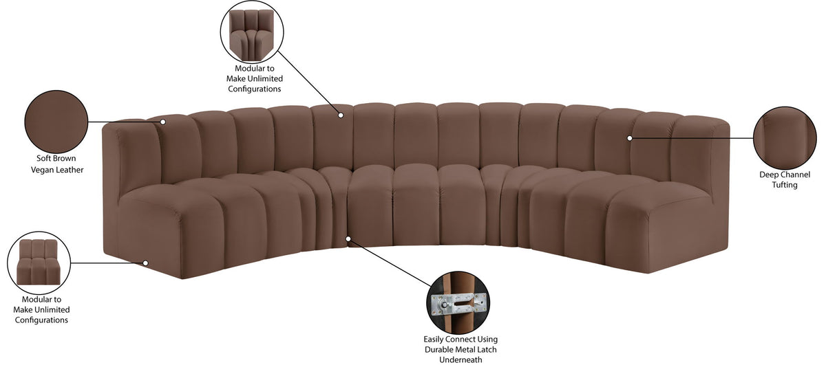 Arc - Faux Leather 5 Piece U-Shaped Modular Sofa