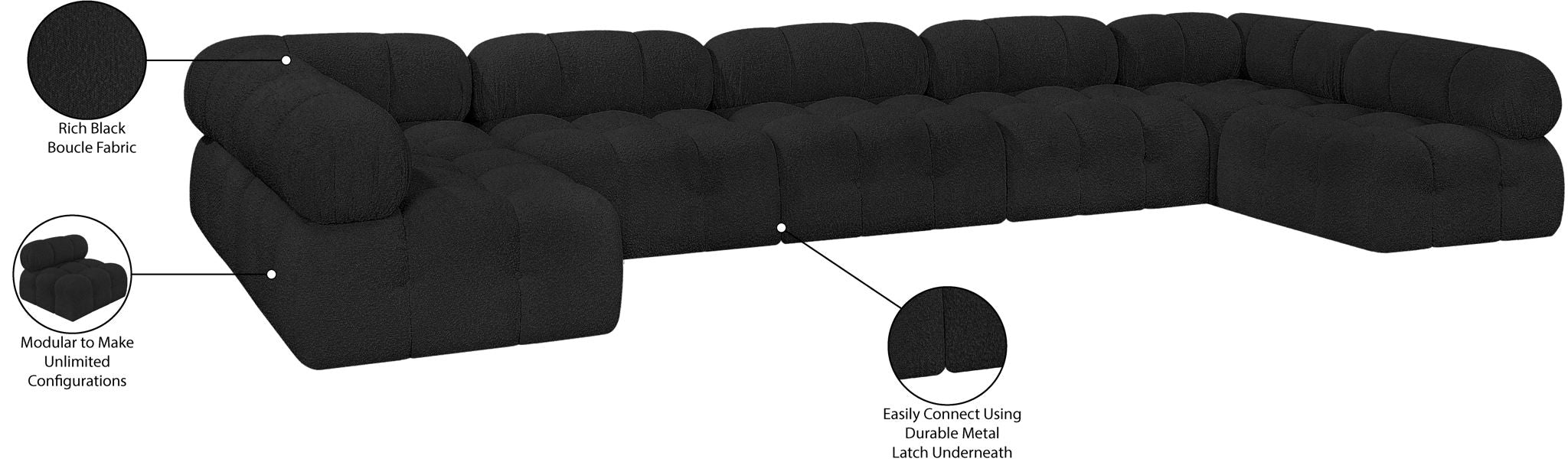 Ames - 7 Piece Boucle Fabric Modular Sectional