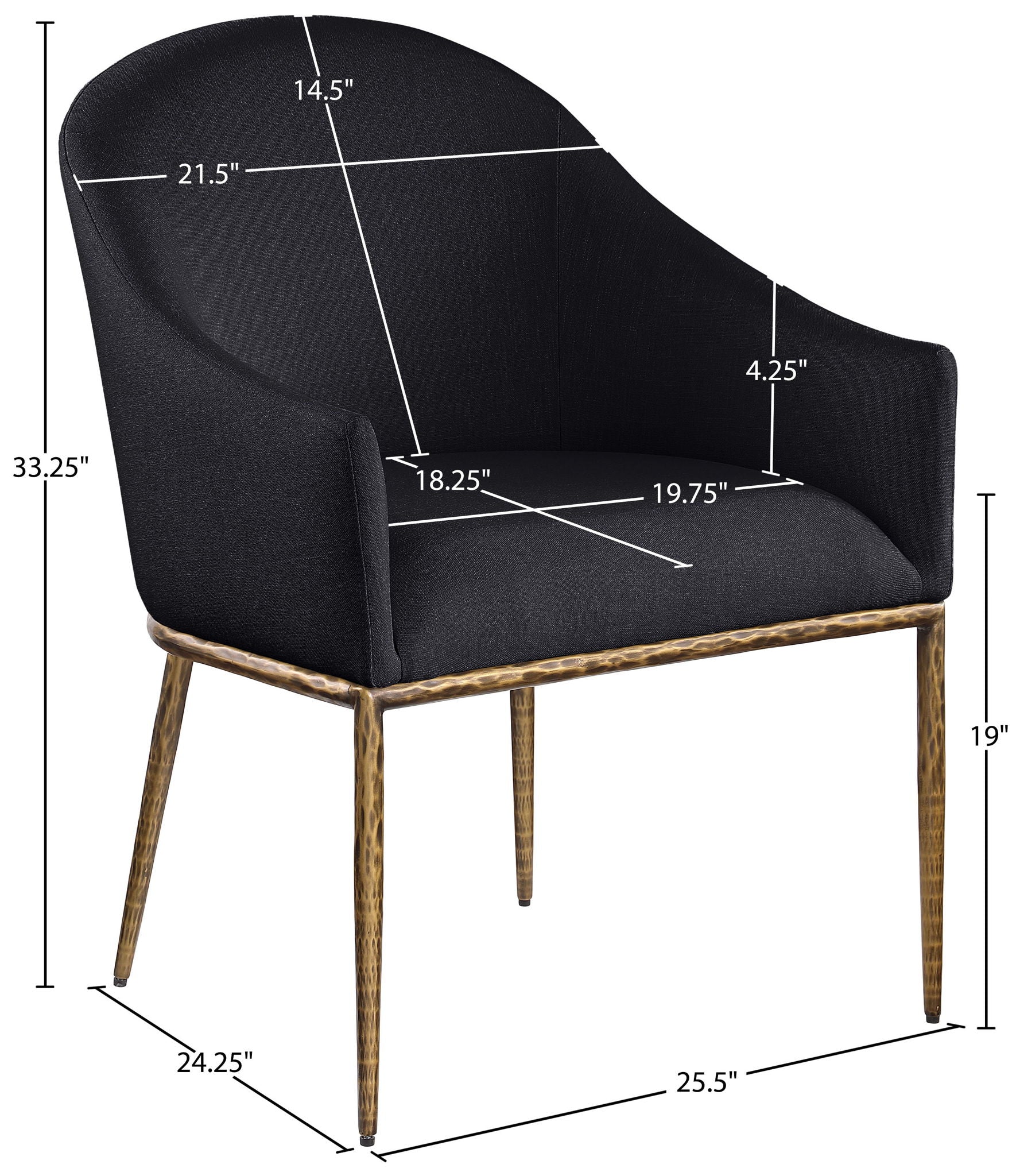 Ferro - Upholstered Dining Arm Chair With Brushed Gold Legs