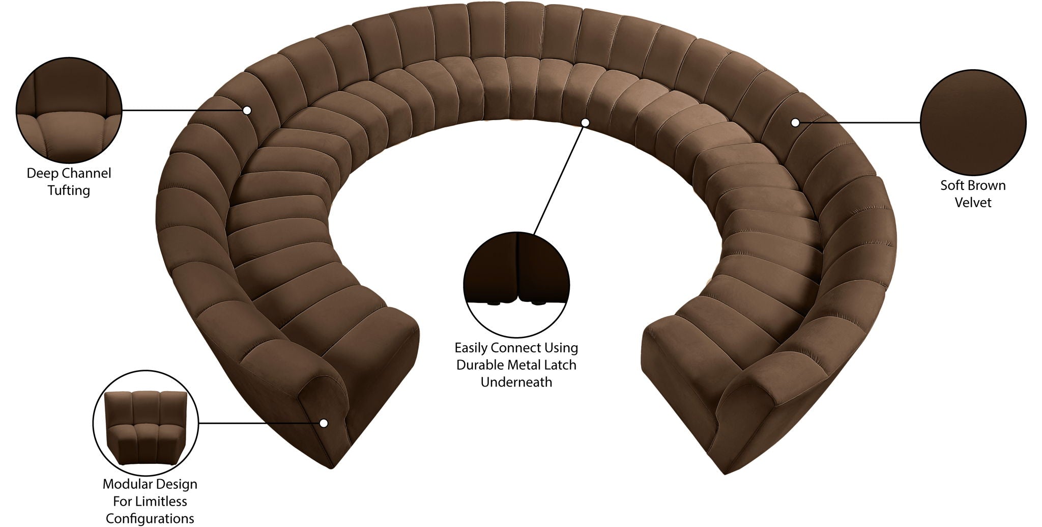 Infinity - 11 Piece Velvet Modular Sectional
