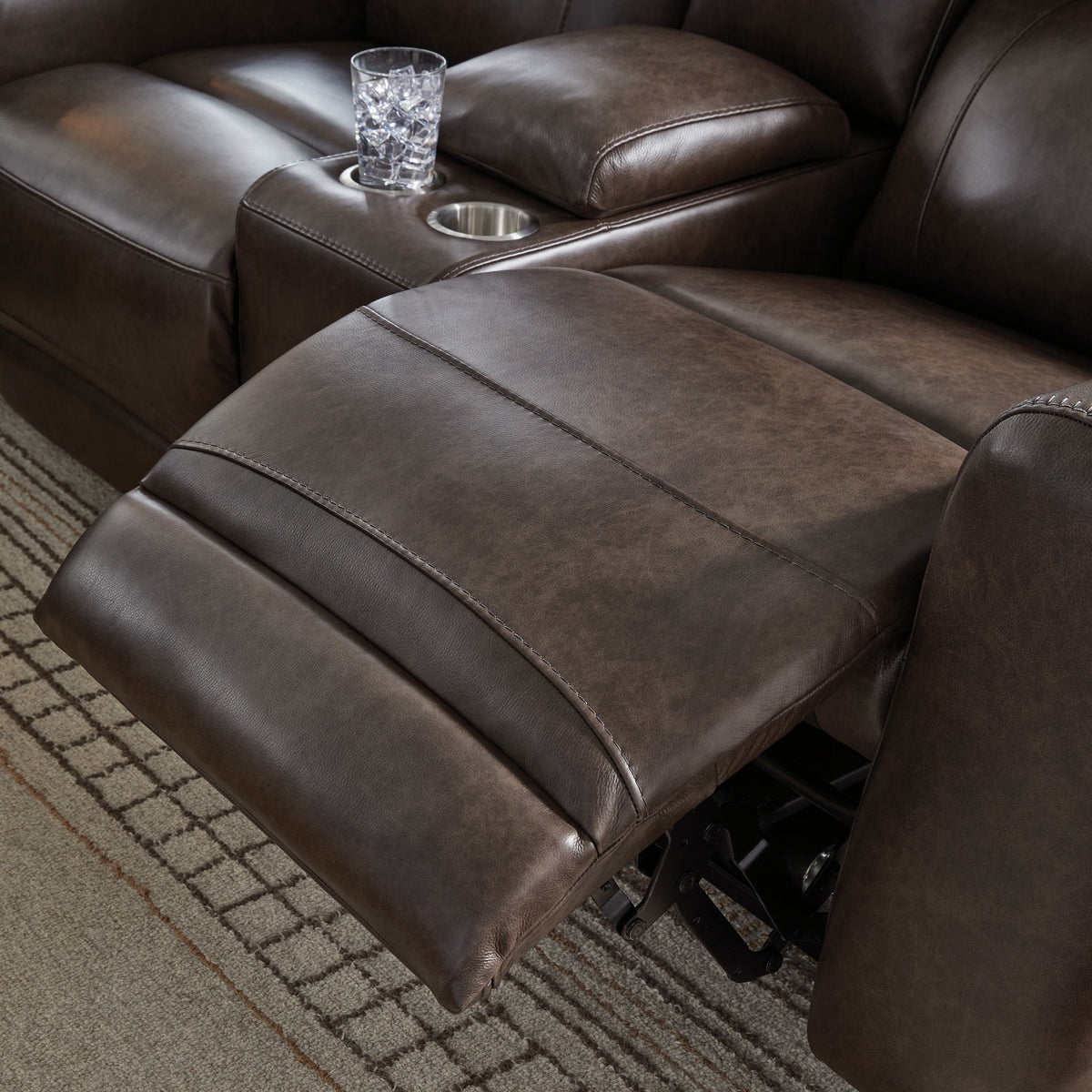 Crossplex - Power Reclining Loveseat / Console / Adjustable Headrest - Smoke