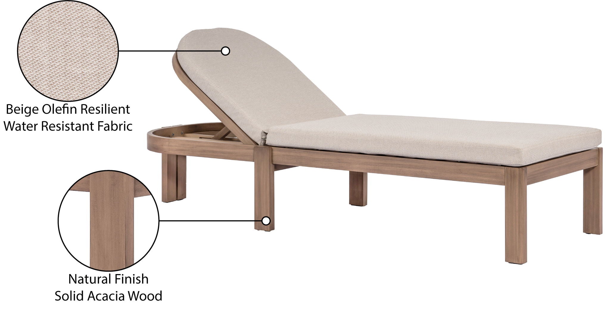 Newport - Water Resistant Fabric Upholstered Outdoor Patio Lounge Chair