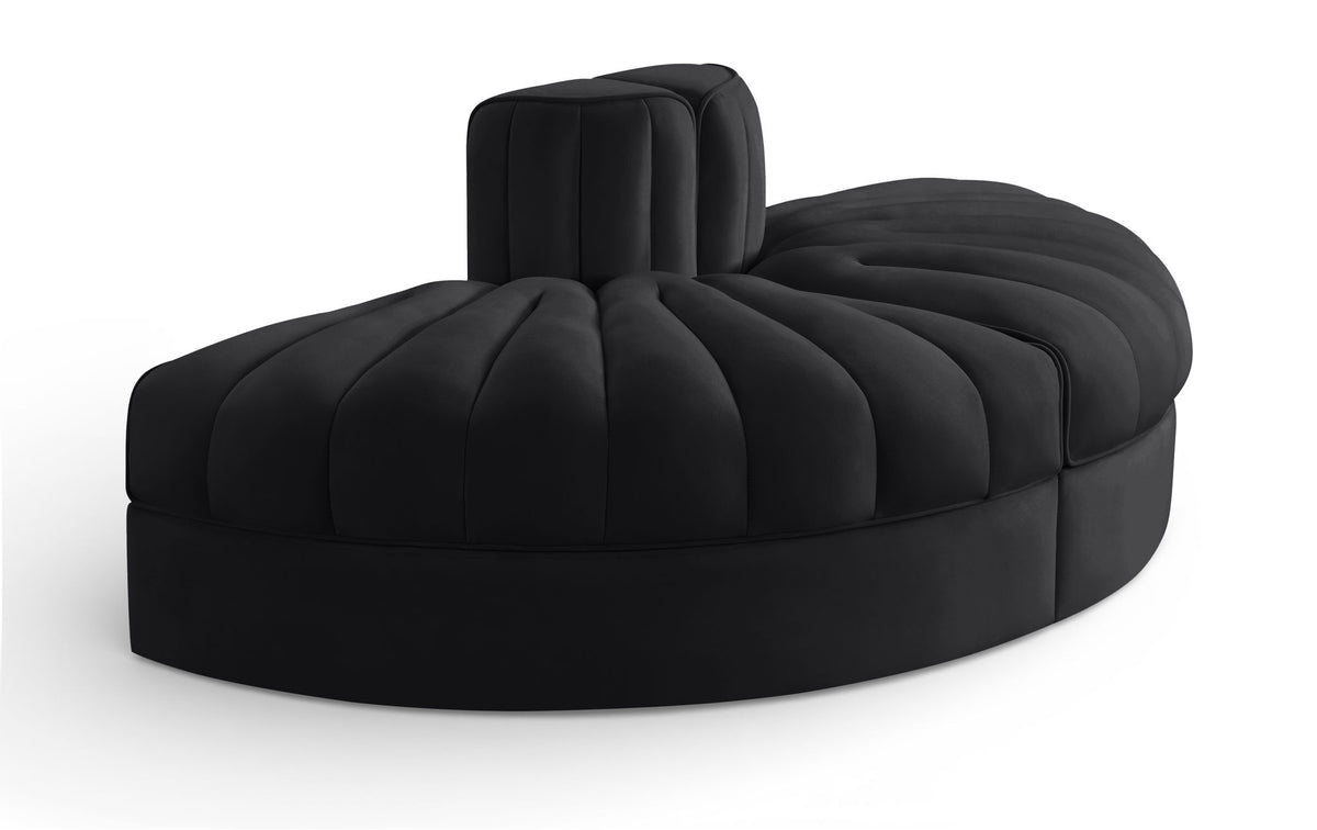 Rummi - Velvet Performance Fabric Upholstered 2 Piece  Rounded Modular Loveseat