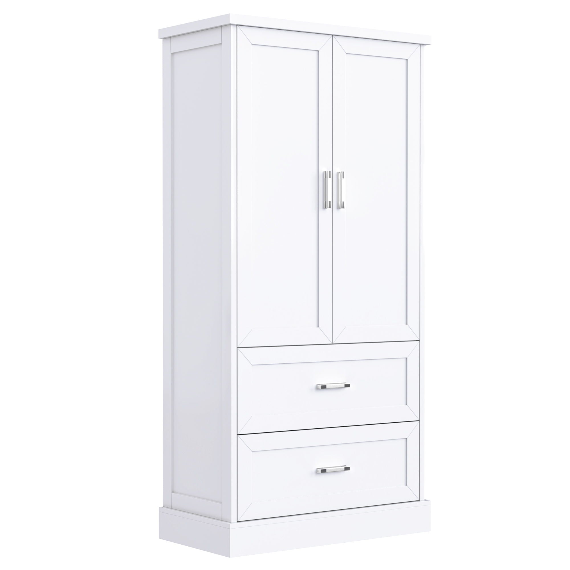 Tall Bathroom Storage Cabinet With 2 Doors And Drawers, Adjustable Shelf