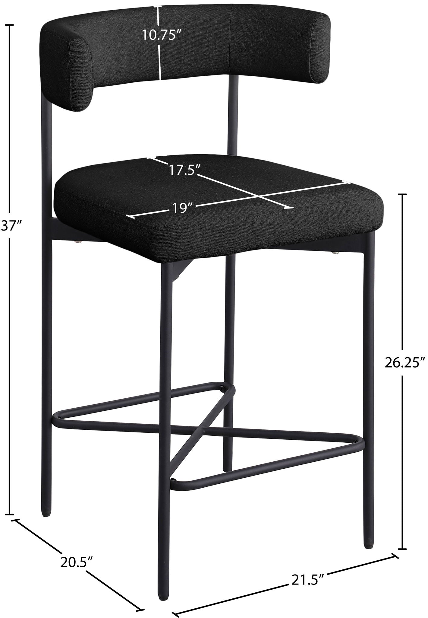 Rivage - Durable Stool With Black Frame (Set of 2)