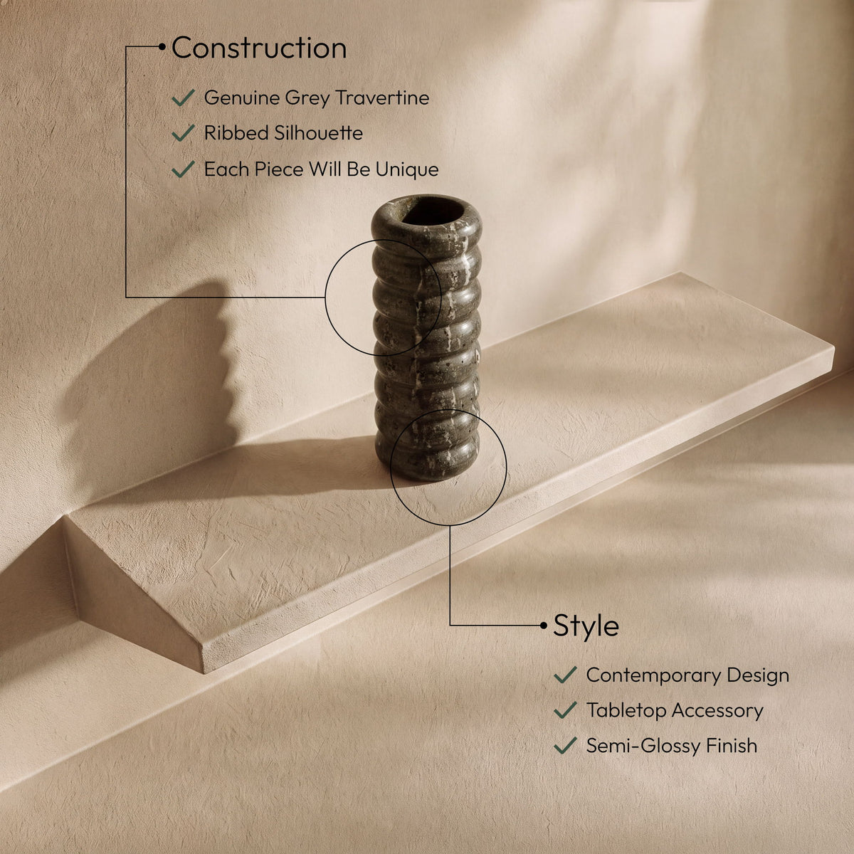 Rousse - Travertine Vase