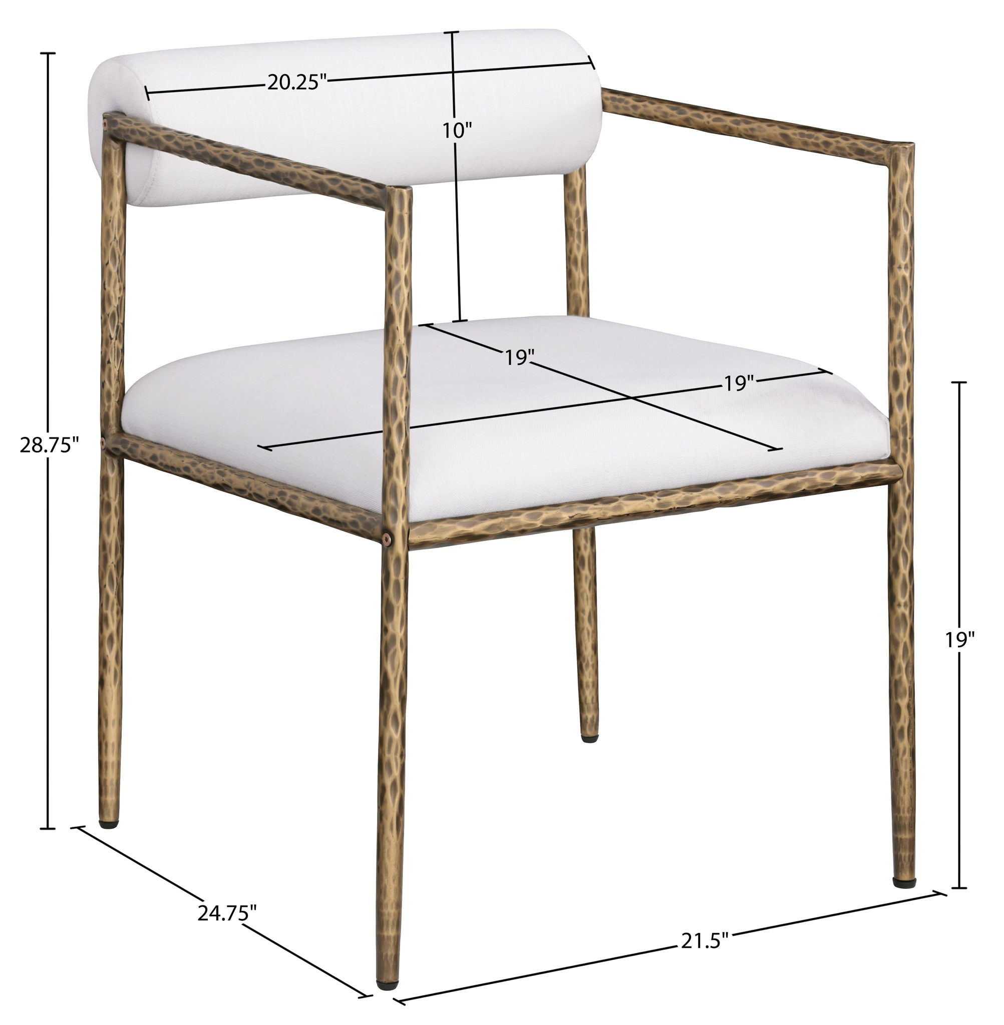 Axis - Linen Textured Cream Fabric Upholstered Dining Chair (Set of 2)