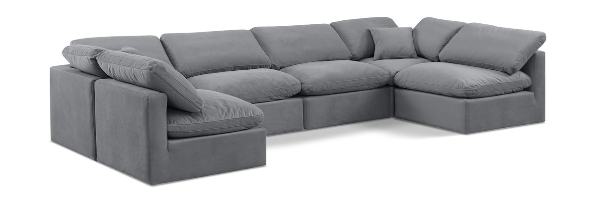 Indulge - Velvet 6 Piece Modular U-Shaped Sectional
