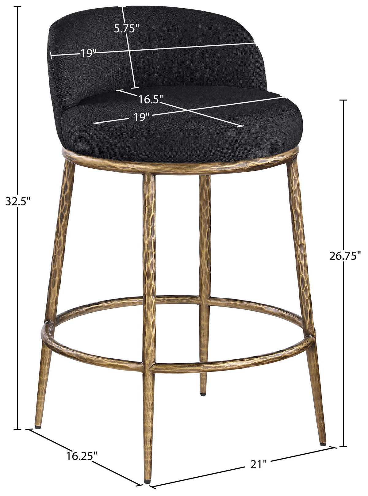 Ferro - Upholstered Counter Stool With Brushed Gold Base
