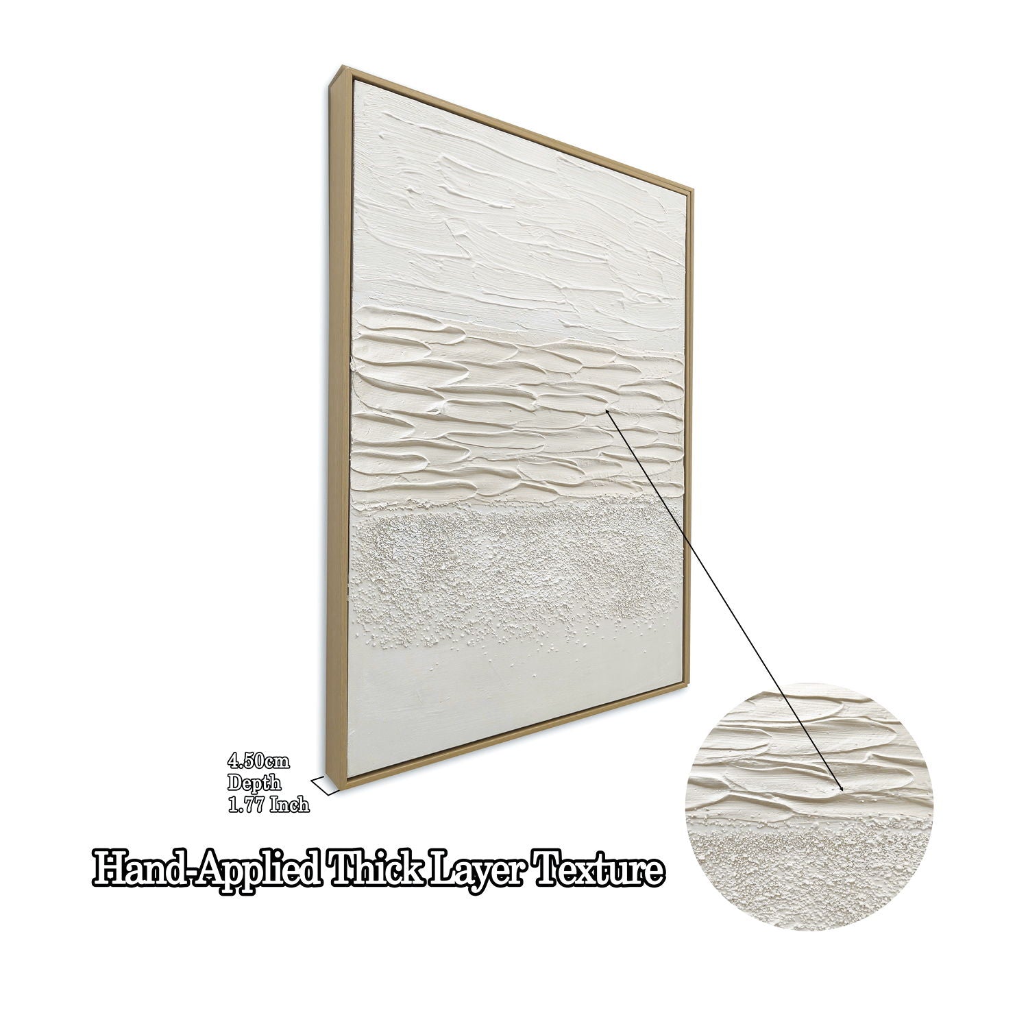 Framed Abstract Wall Art, Thick Textured Canvas Painting With Stone Accents (Set of 2) - Antique White