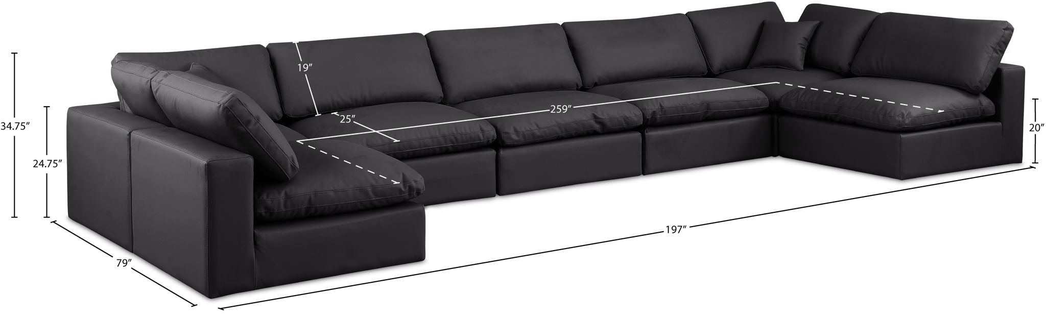 Comfy - 7 Piece Faux Leather Modular Armless Sectional