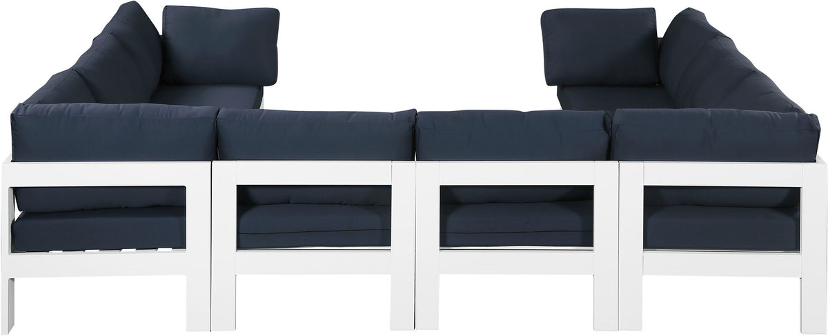 Nizuc - Outdoor Patio 8 Piece Modular Sectional With White Frame