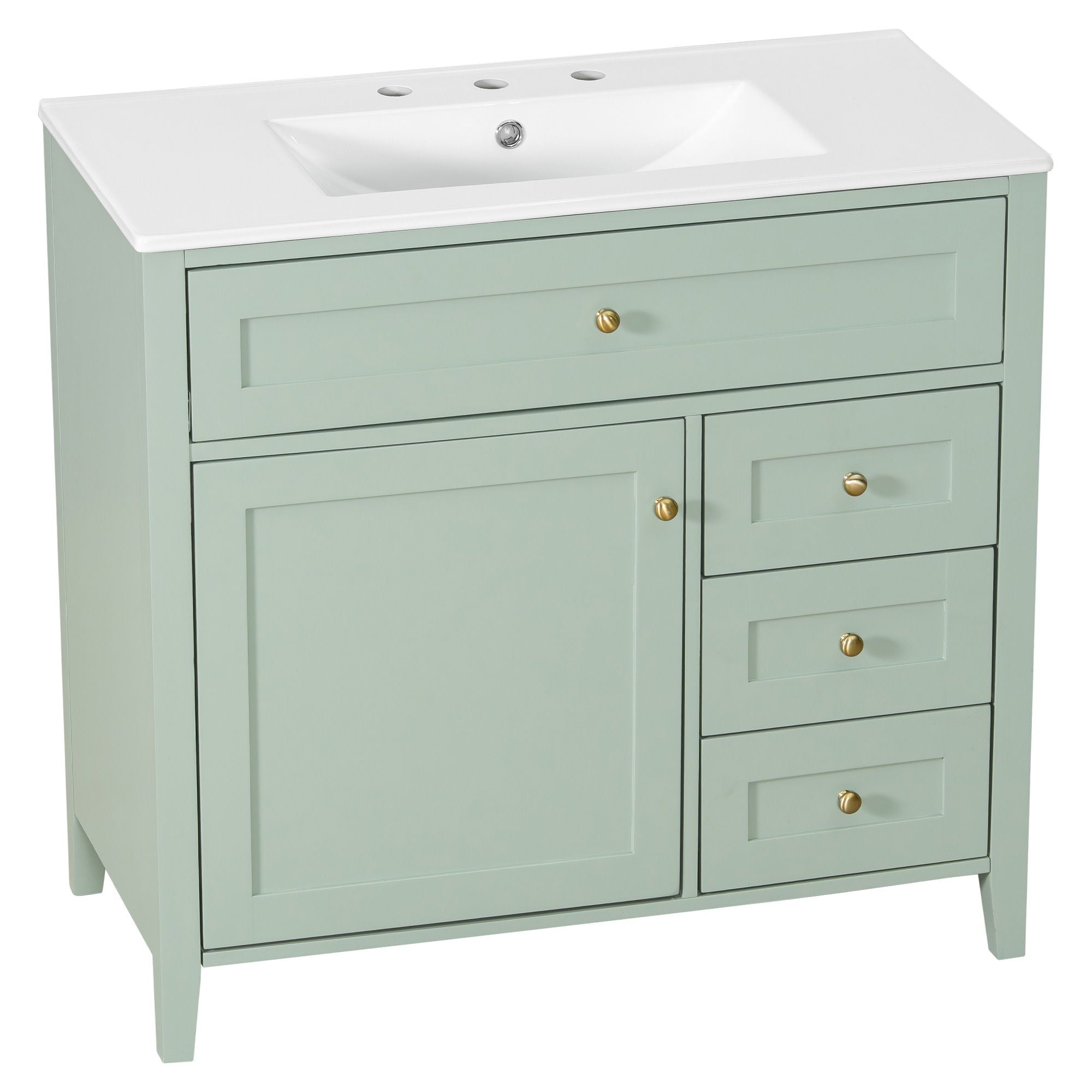Bathroom Vanity With Sink, Cabinet With 3 Drawers And Adjustable Shelf