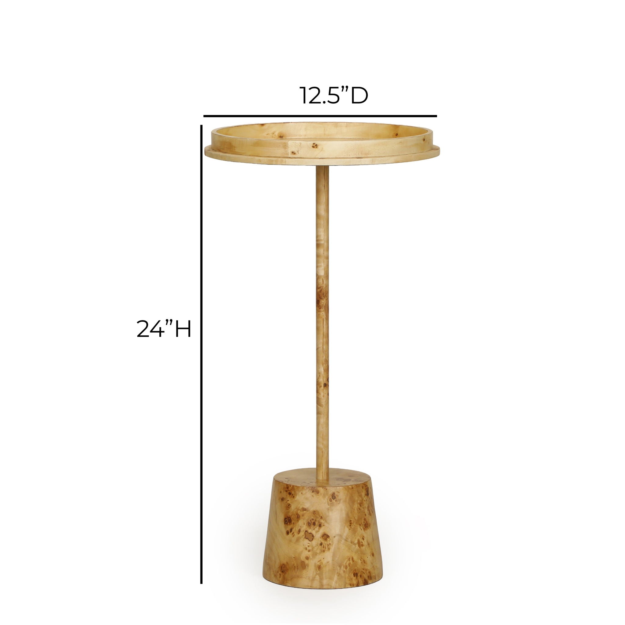 Destin - Burl Designer Side Table - Natural