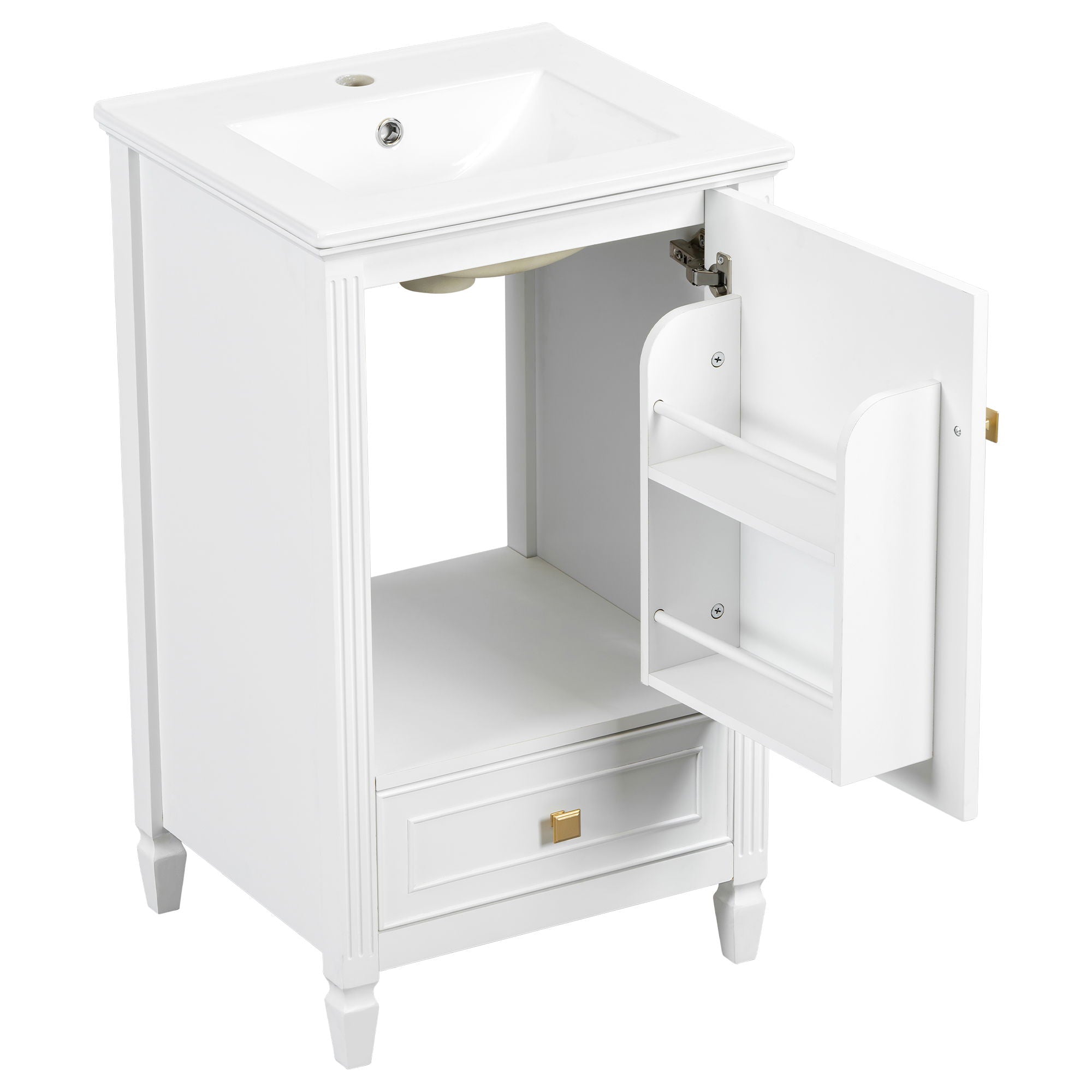Freestanding Bathroom Vanity With Sink, Soft Closing Door, Drawer Storage - White