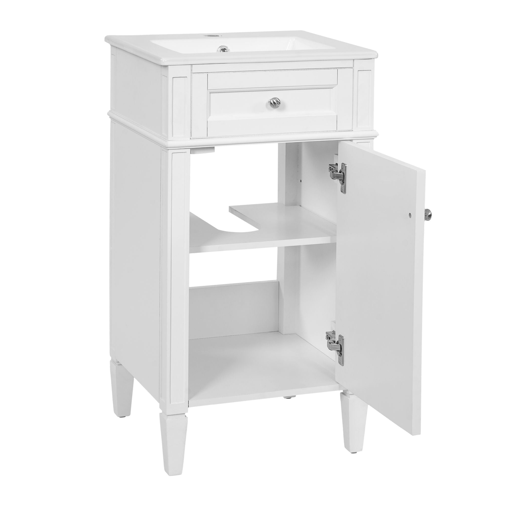 French Style Bathroom Vanity With Sink, Soft-Closing Door, Adjustable Shelf, Rectangular Design