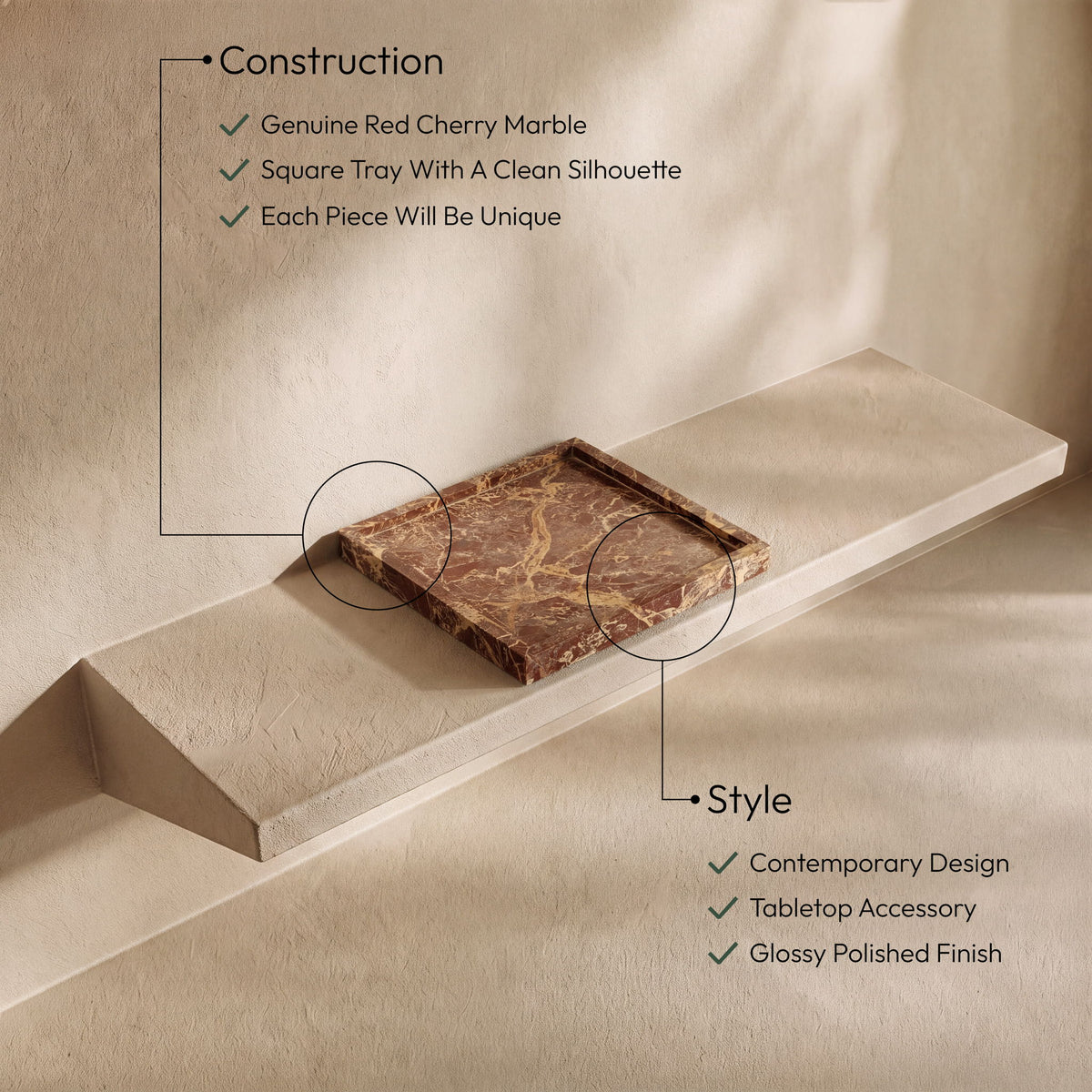 Michael - Genuine Marble Tray