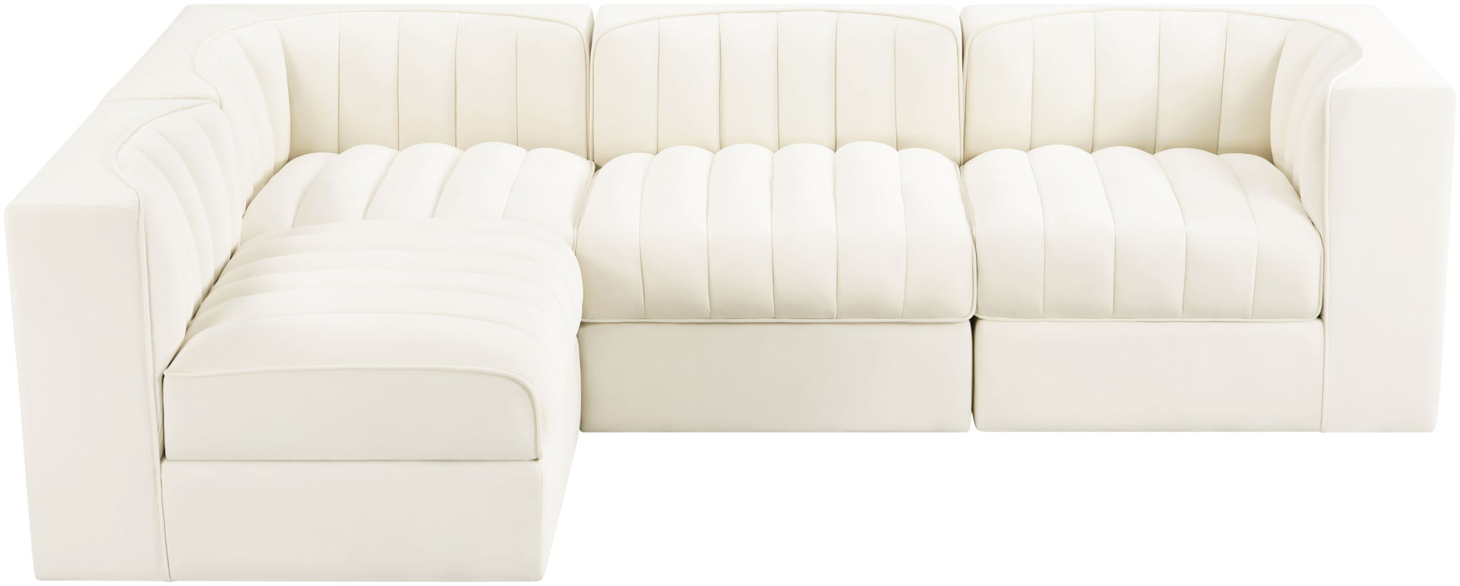 Rummi - Velvet Performance Fabric Upholstered 4 Piece Modular Sectional