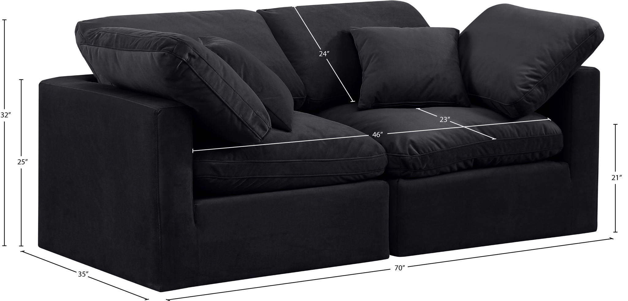 Indulge - Velvet 2 Seat Modular Sofa