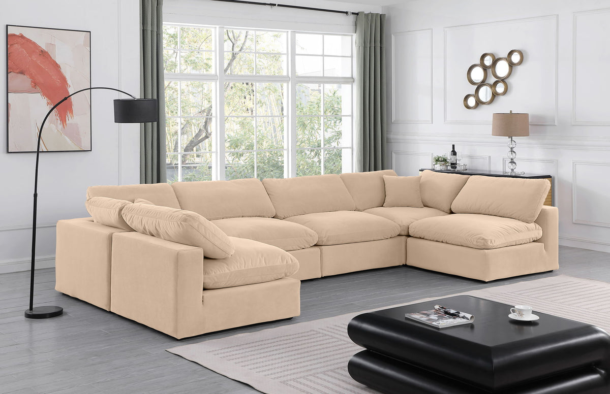Comfy - 6 Piece Velvet Modular Armless Sectional