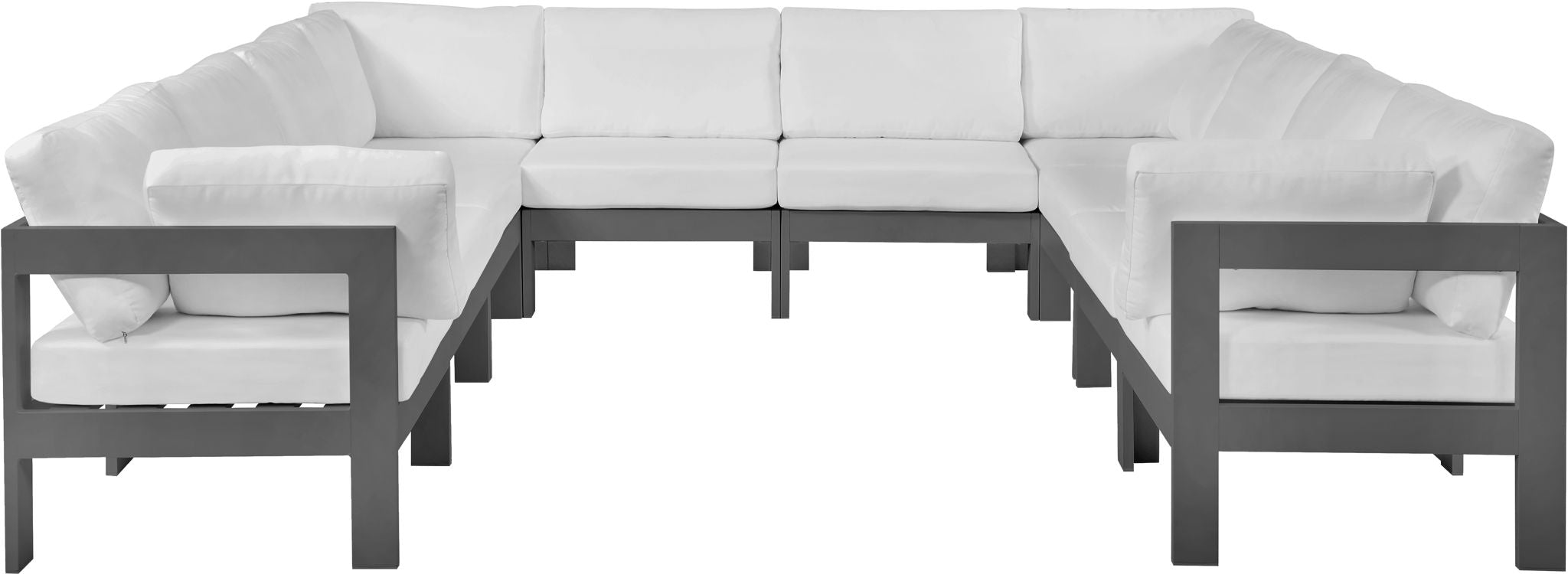 Nizuc - Outdoor Patio 10 Piece Modular Sectional With Gray Frame