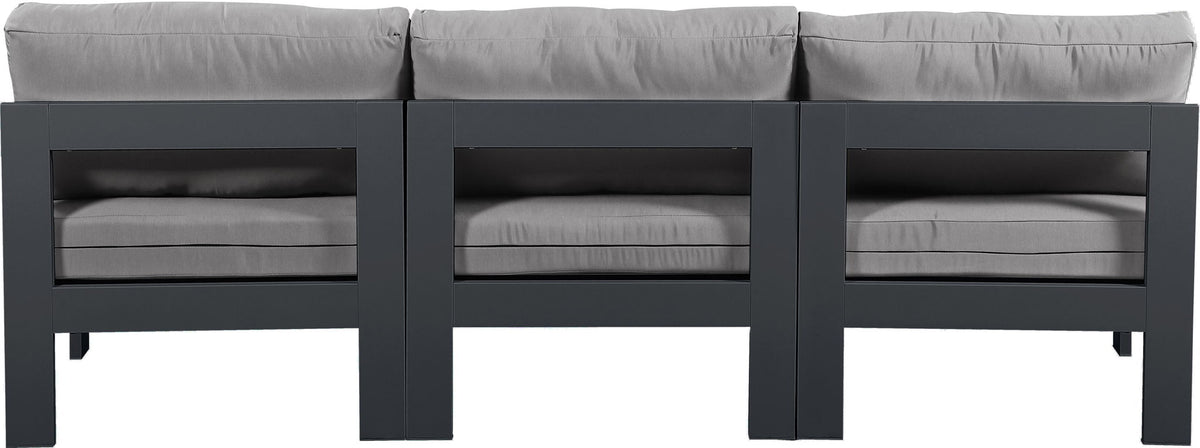 Nizuc - Outdoor Patio 3 Seat Armless Modular Sofa With Gray Frame
