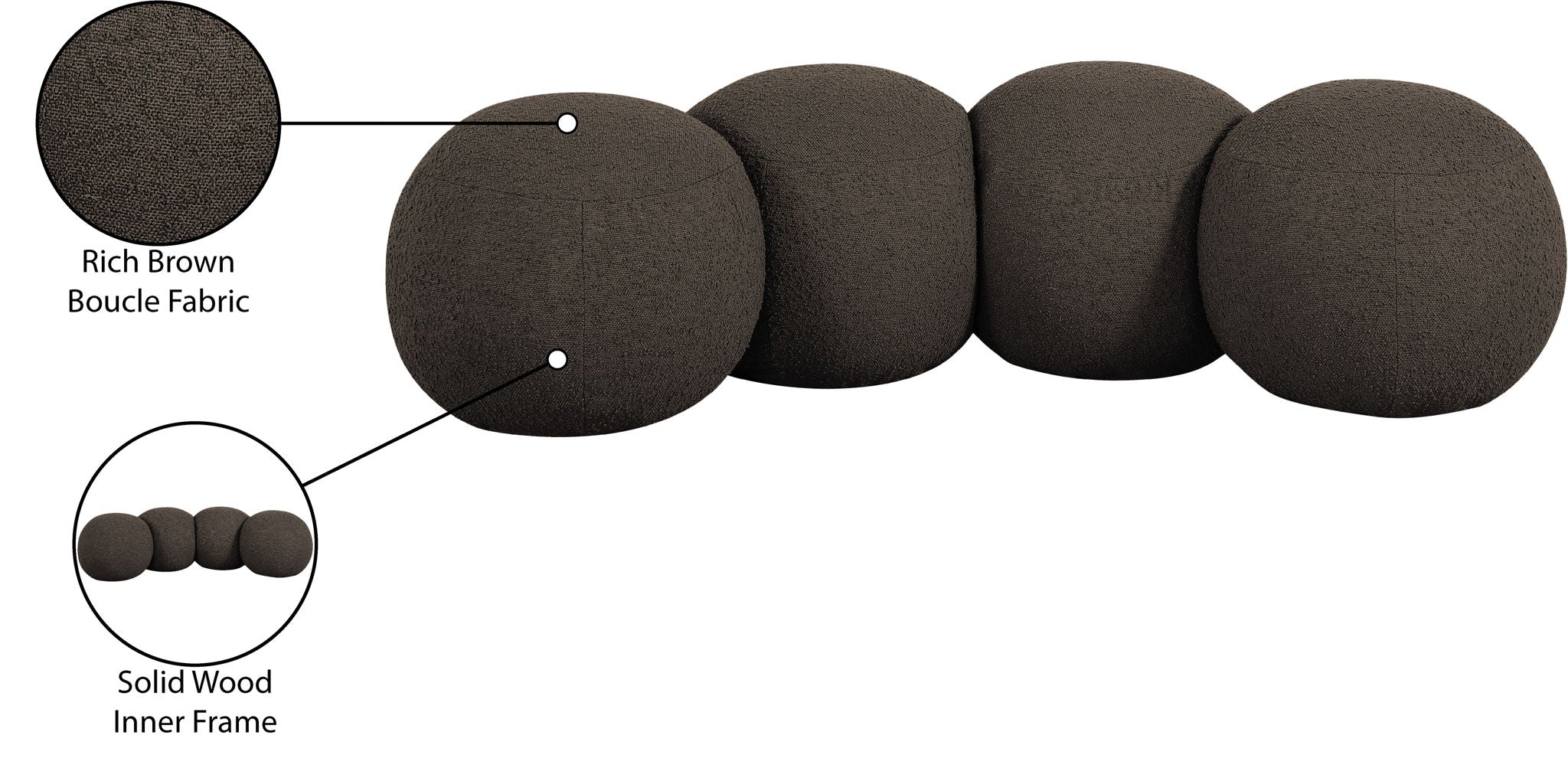 Apollo - Boucle Fabric Bench
