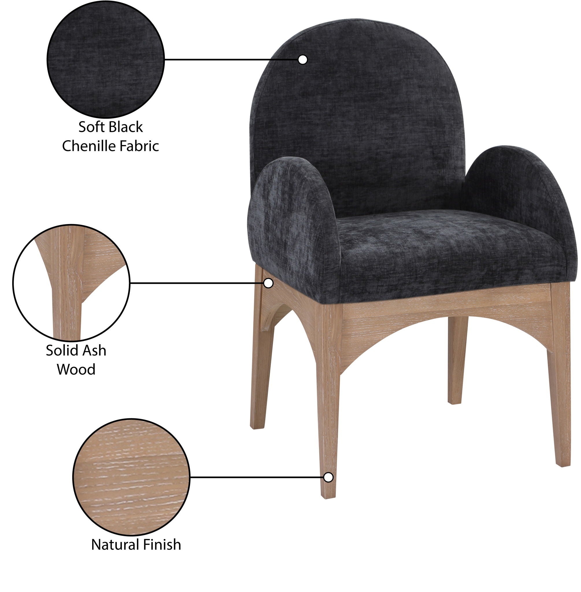 Waldorf - Chenille Dining Arm Chair With Natural Legs