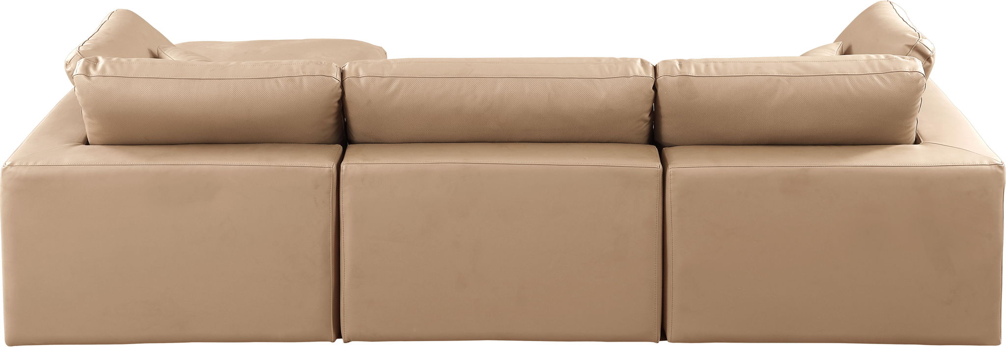 Comfy - 4 Piece Faux Leather Modular Sectional With Chaise - Tan