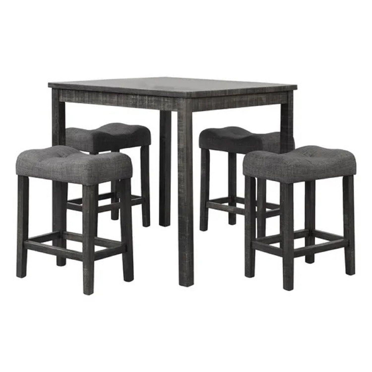 Transitional Counter Dining Set With 4 Tufted Stools
