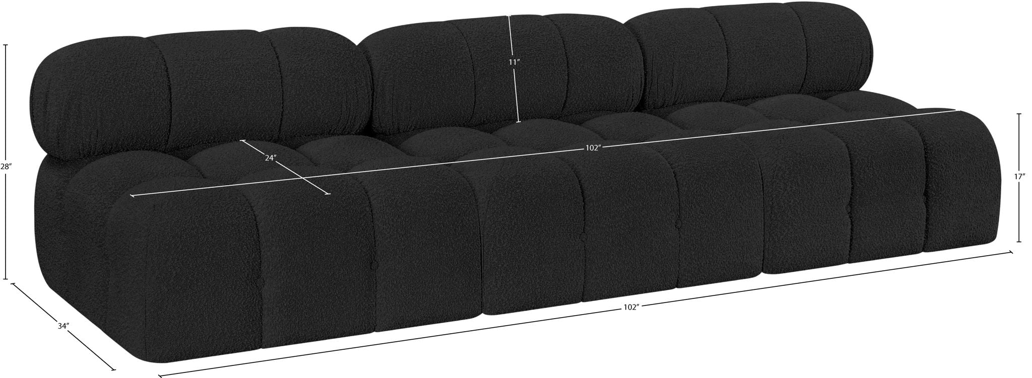 Ames - 3 Seat Modular Armless Sofa