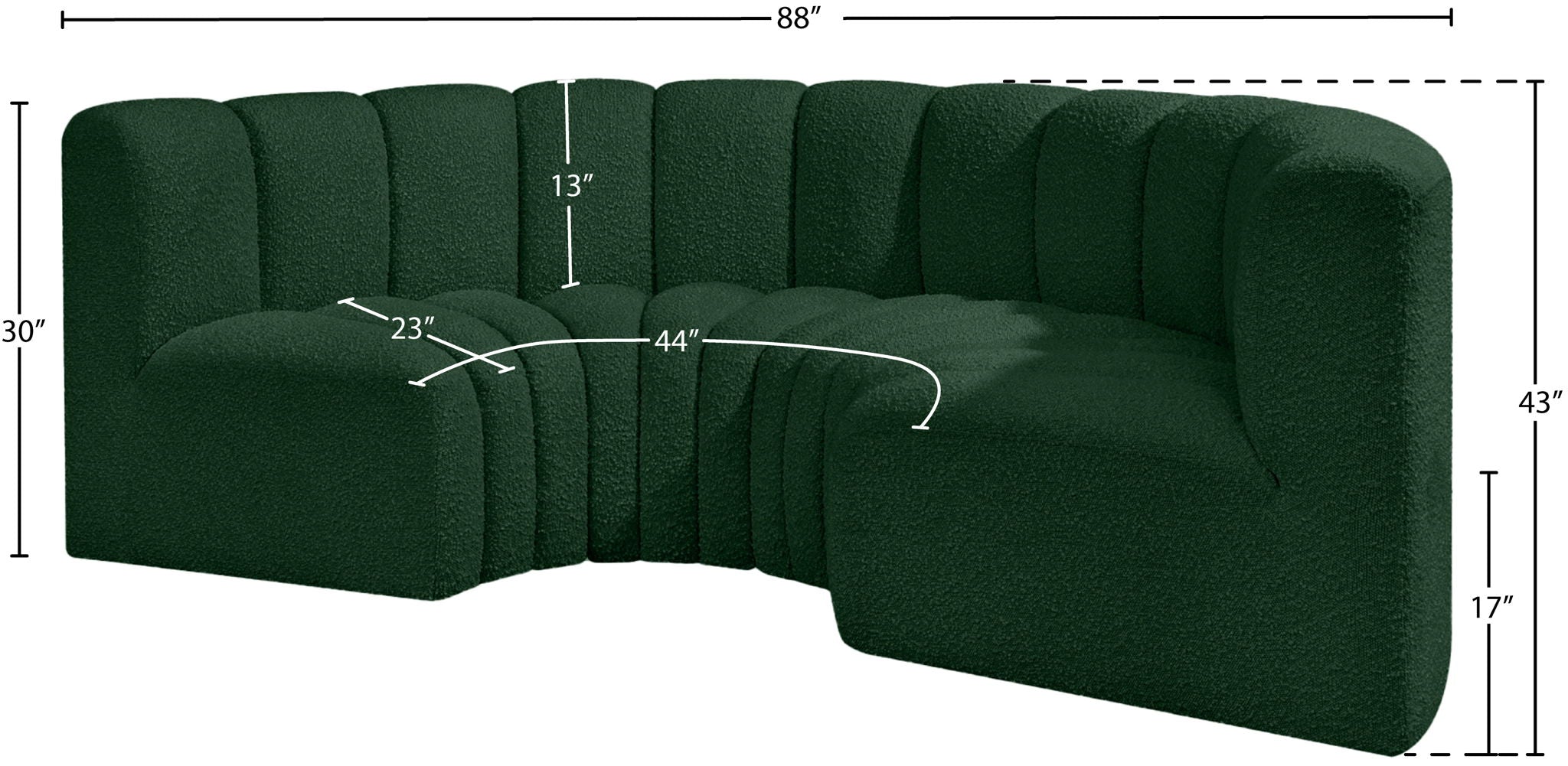 Arc - Boucle Fabric 4 Piece U-Shaped Modular Sofa