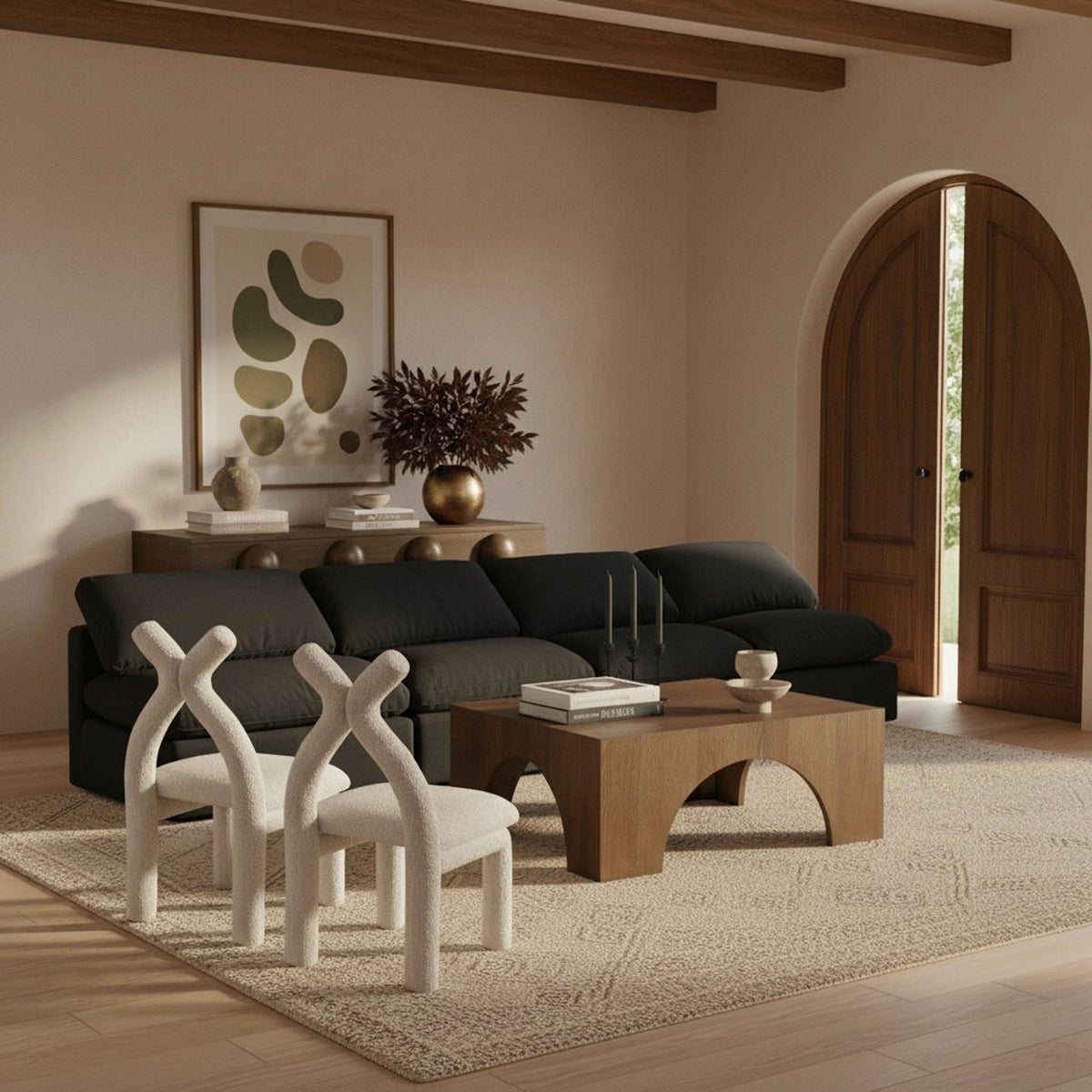 Indulge - Linen 4 Seat Modular Armless Sofa