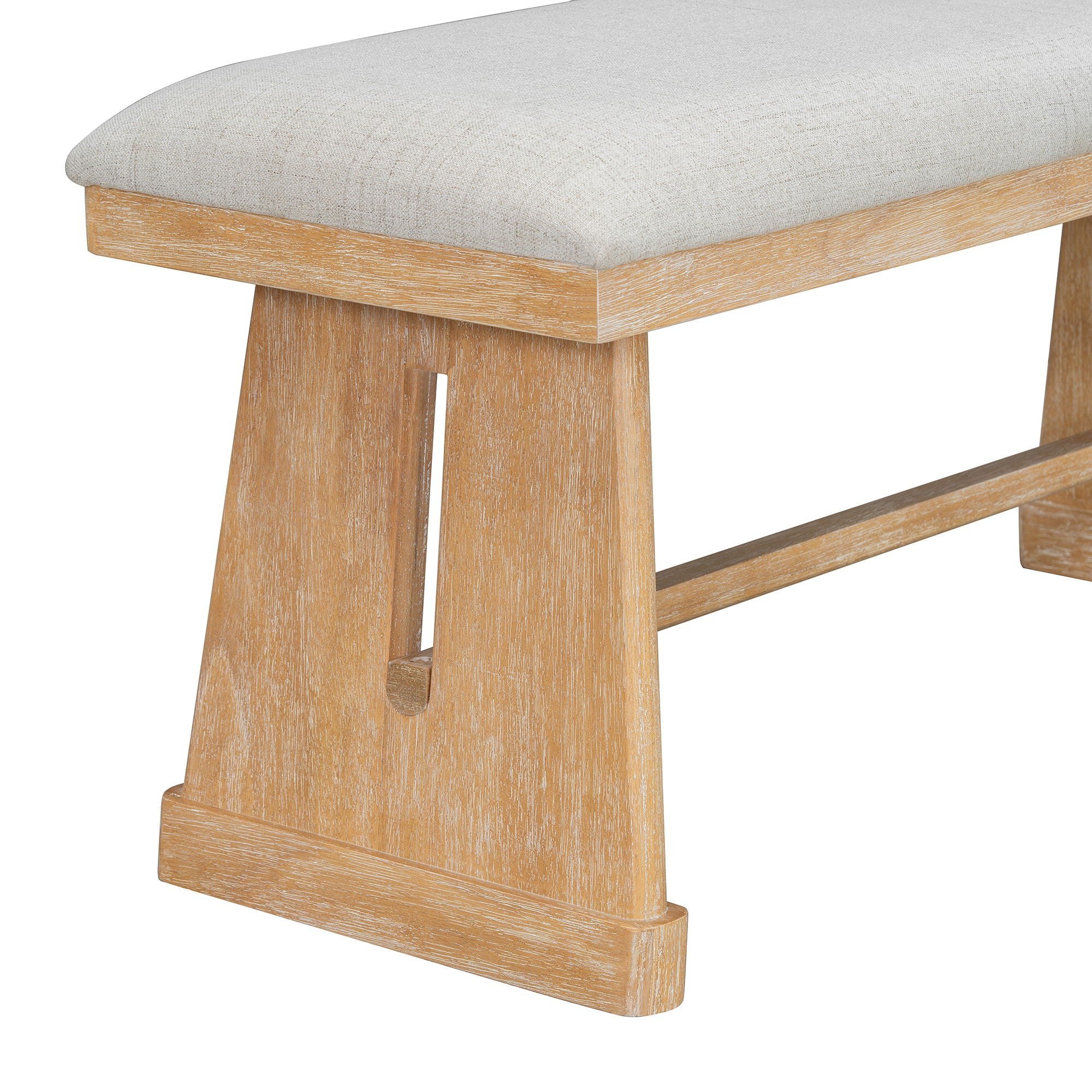 Dining Set With Rectangular Table, 4 Upholstered Chairs & 1 Padded Bench