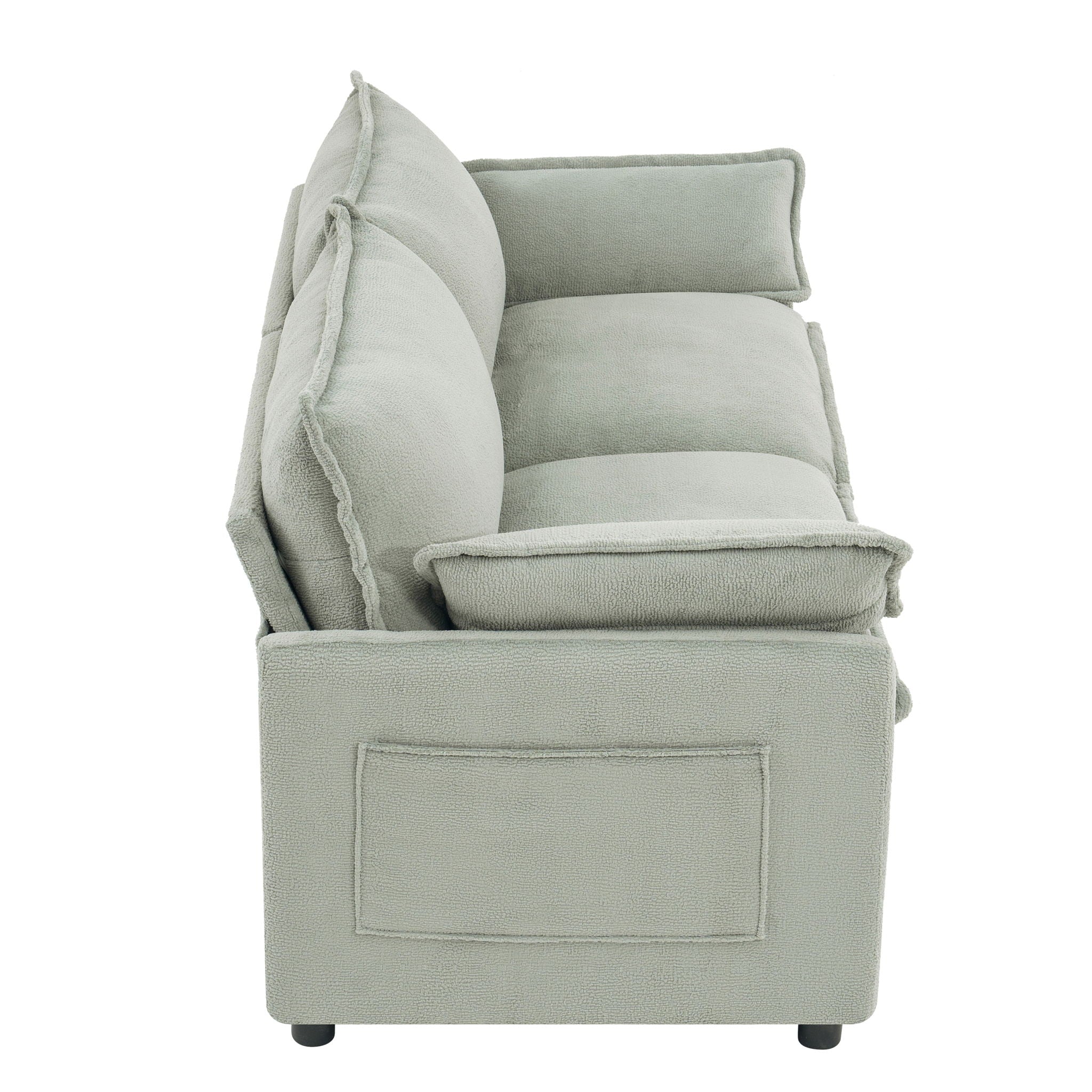 Modern Loveseat Sofa, Upholstered Couch With Side Storage Pockets
