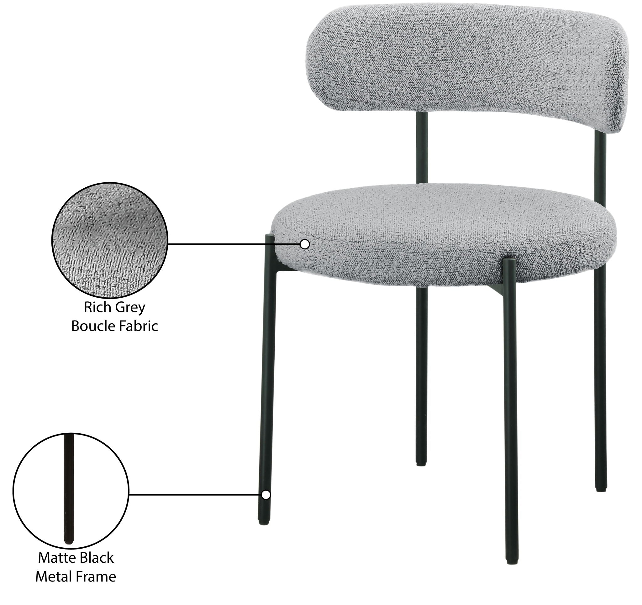 Beacon - Boucle Fabric Dining Chair (Set of 2)
