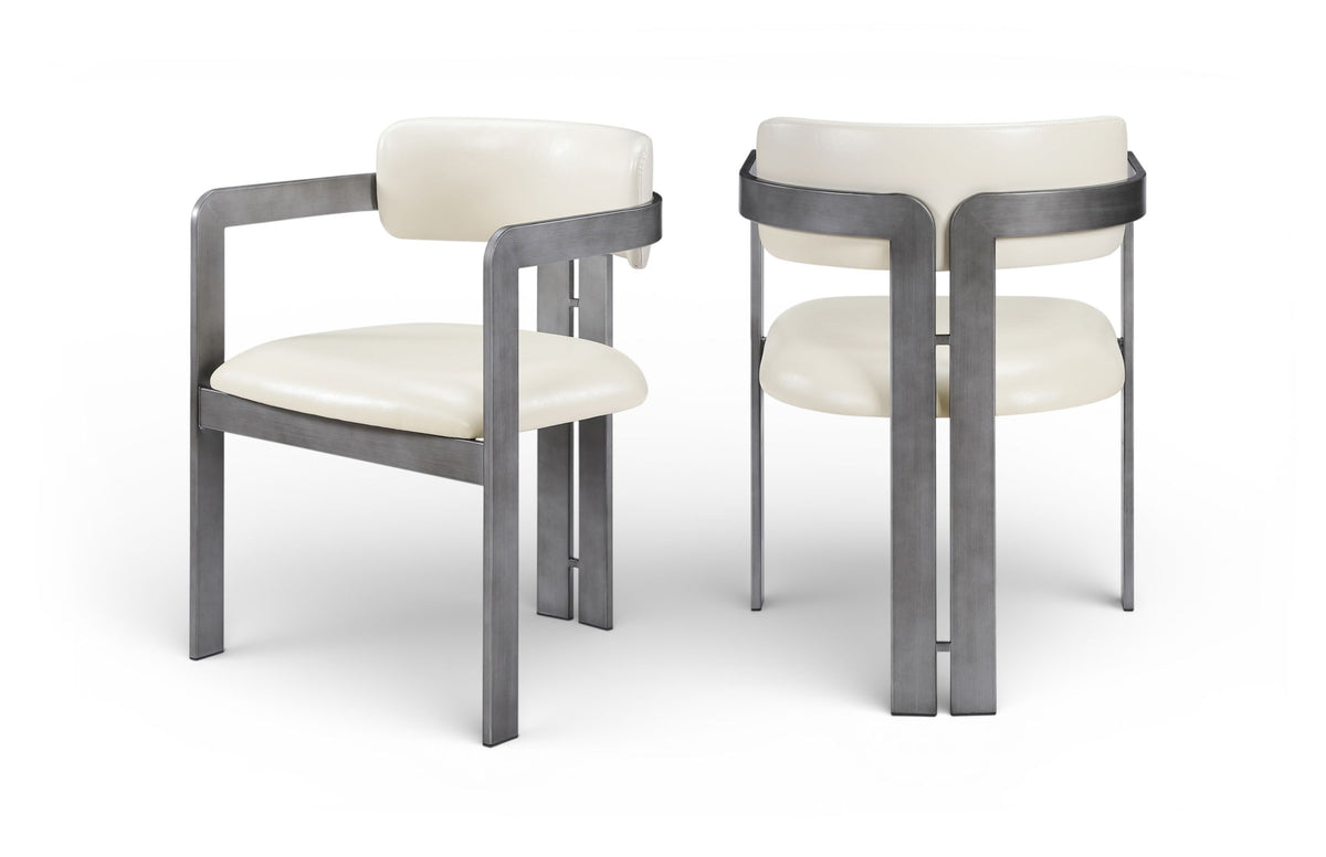 Aurum - Vegan Leather Upholstered Dining Chair With Gray Base (Set of 2)