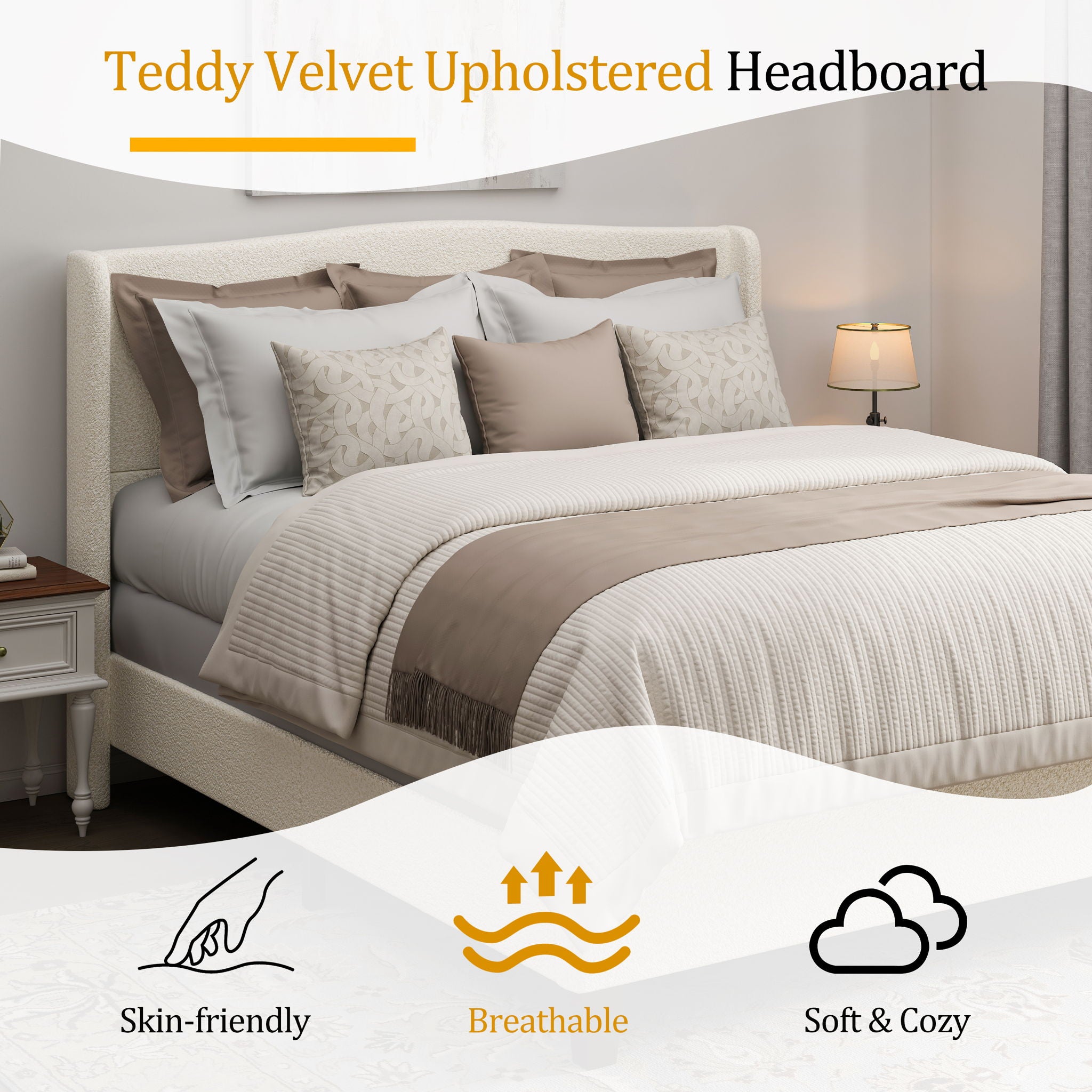 Platform Bed Frame With Tall Headboard And High Footboard