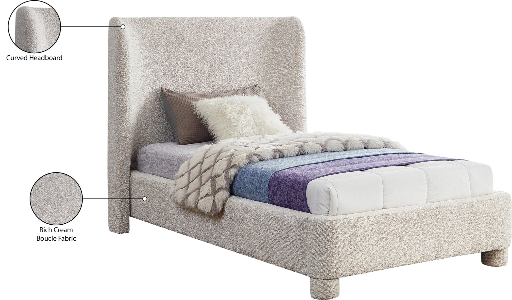 Penny - Boucle Fabric Bed