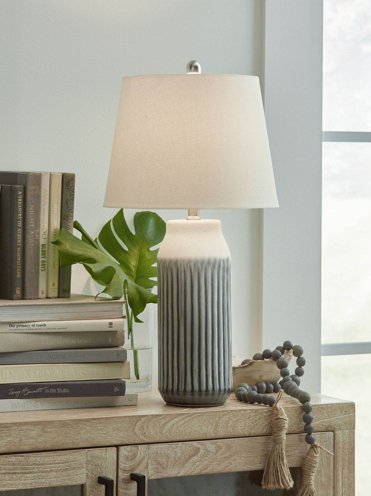 Afener - Ceramic Table Lamp (Set of 2) - Blue / Beige