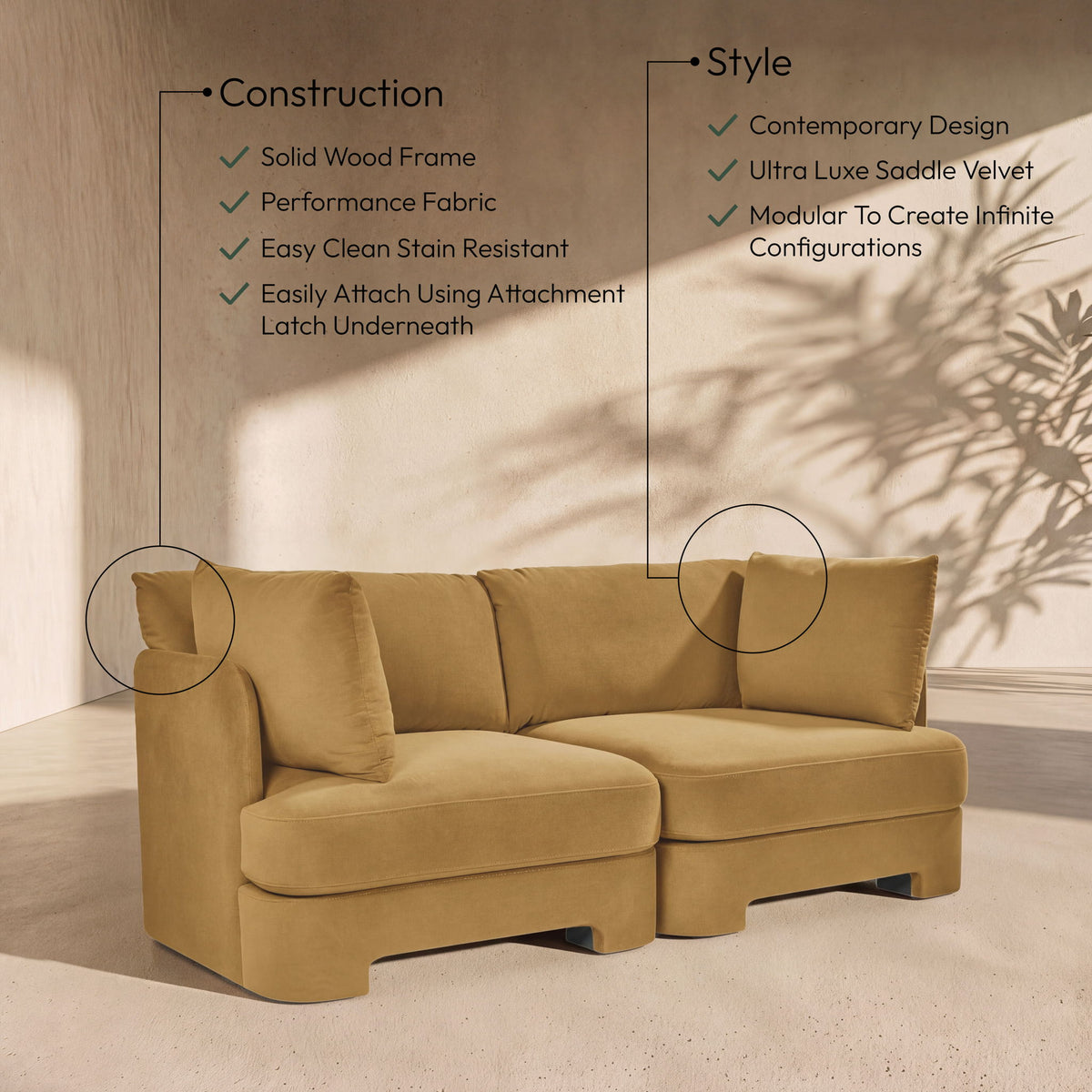 Hammond - Velvet Performance Fabric Upholstered 2 Piece Loveseat