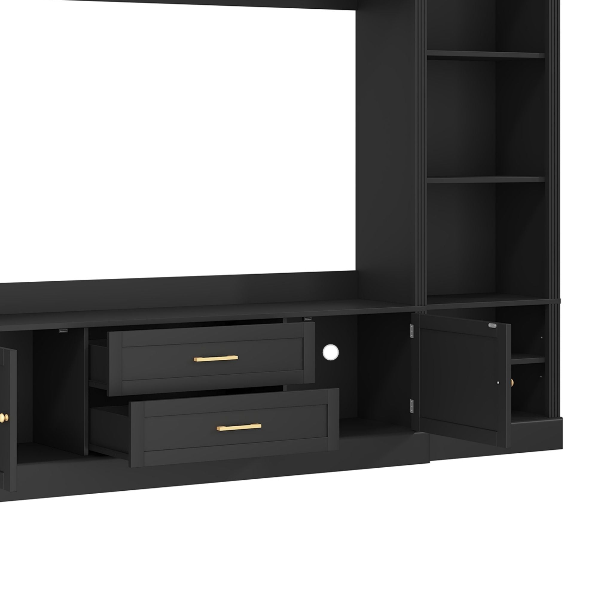 Elegant Entertainment Center Wall Unit With Bookshelves
