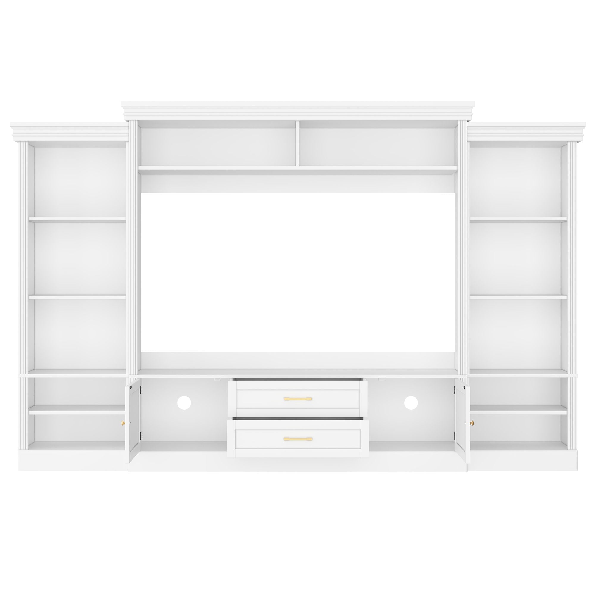 Elegant Entertainment Center Wall Unit With Bookshelves