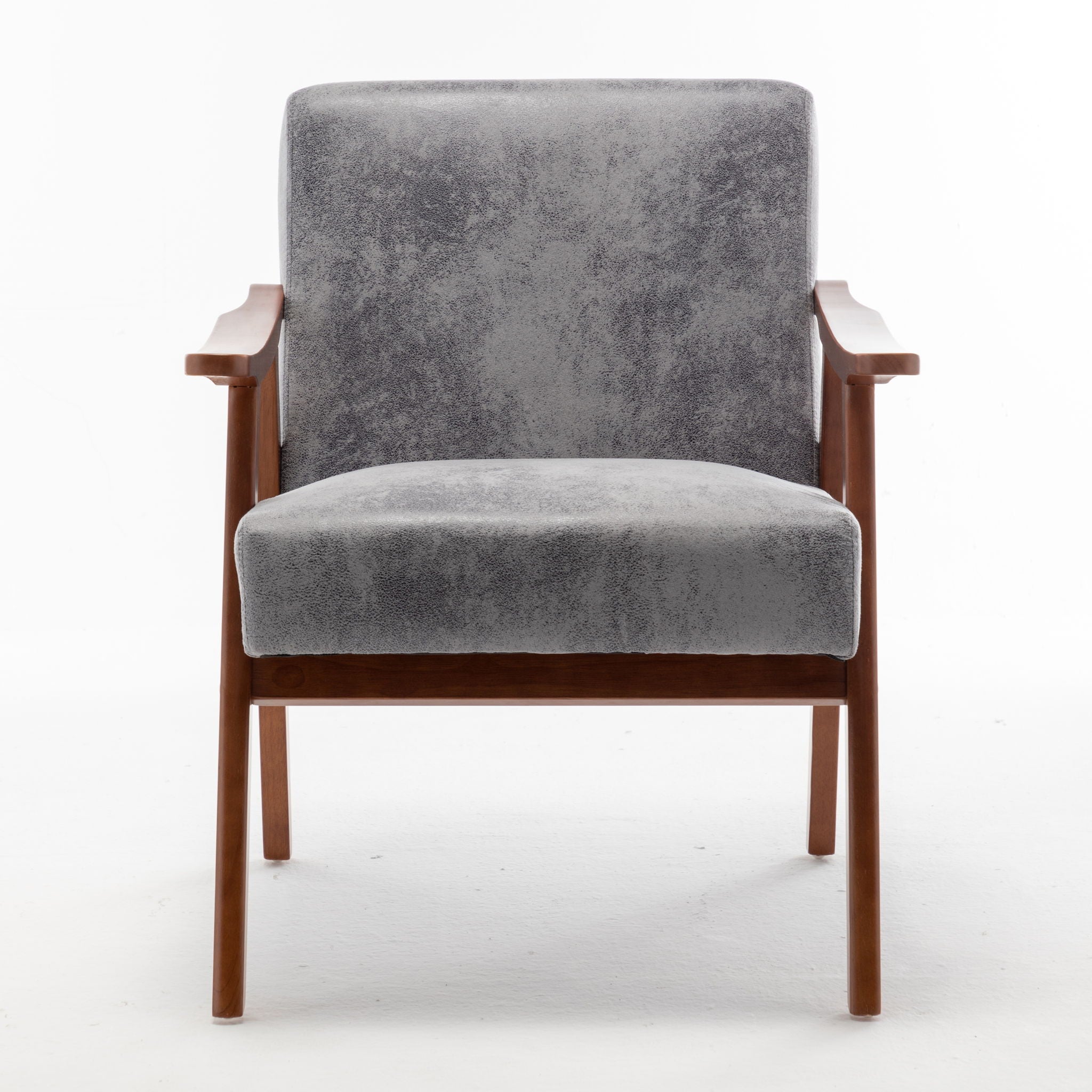 Mid Century Modern Accent Chair With Solid Wood Frame And Extra Thick Backrest