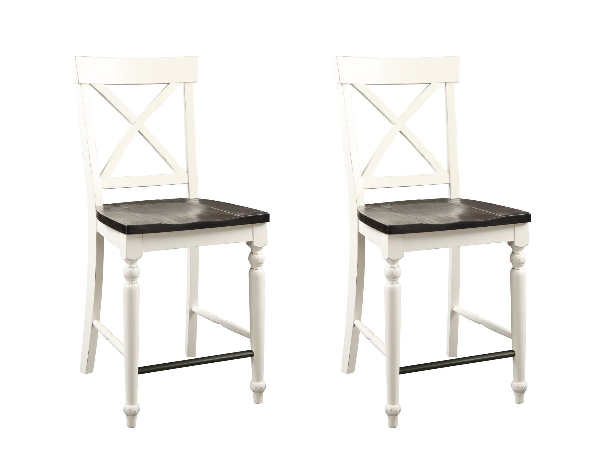 24" Tall Bar Stools (Set of 2) - Brown / White