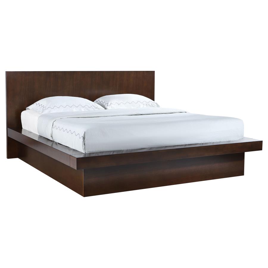 Jessica Wood Eastern King LED Panel Bed Cappuccino