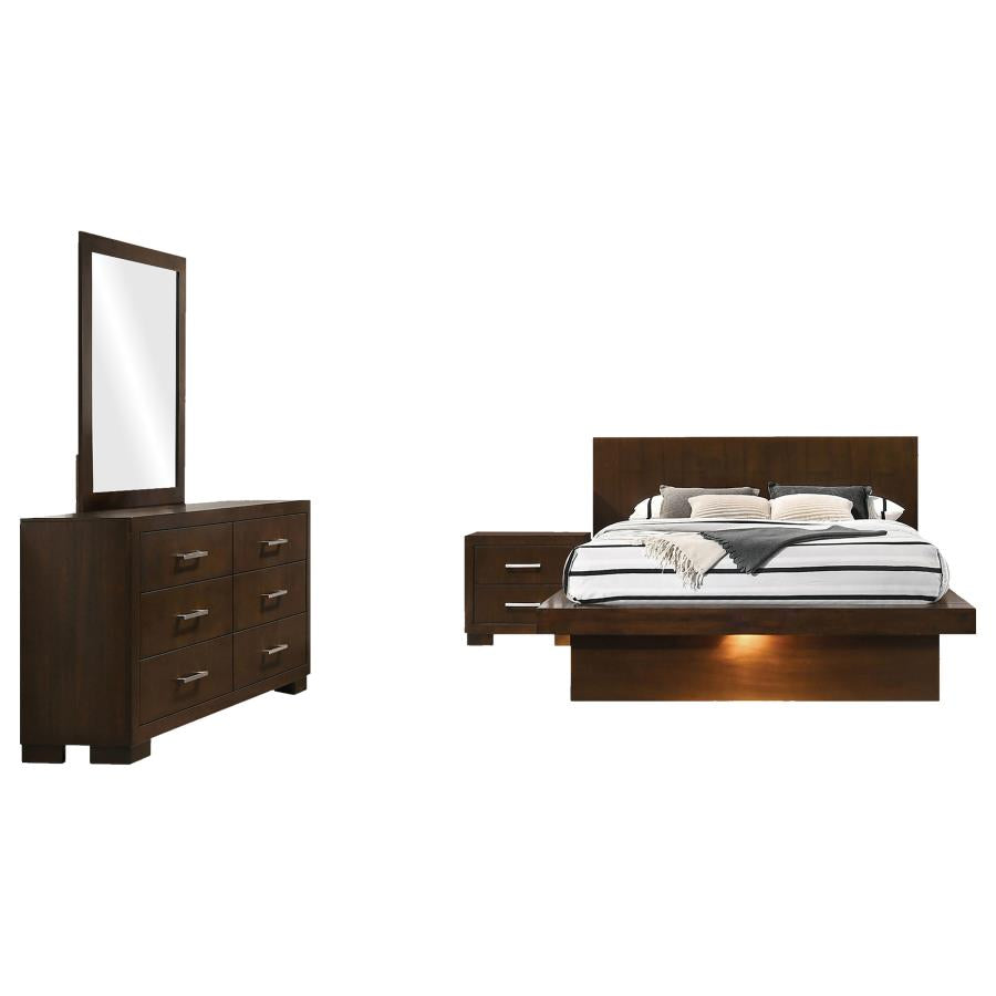 Jessica 4-piece Queen LED Bedroom Set Cappuccino