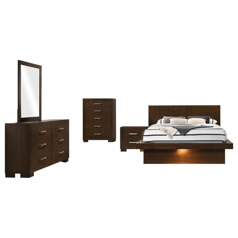 Jessica 5-piece Queen LED Bedroom Set Cappuccino