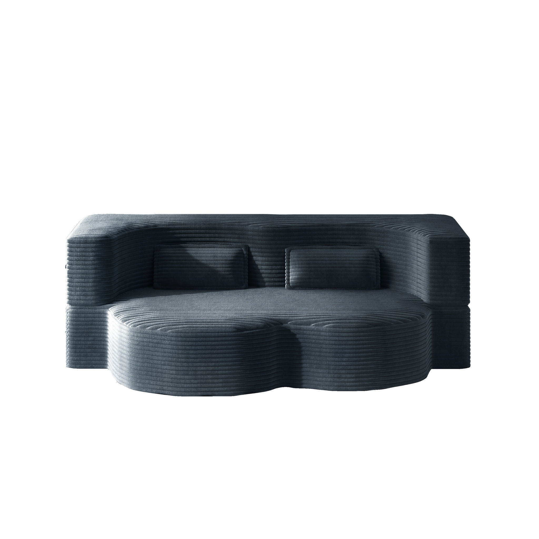 Modern Floor Sofa With 2 Pillows, Convertible Twin Size Folding Mattress For Living Room