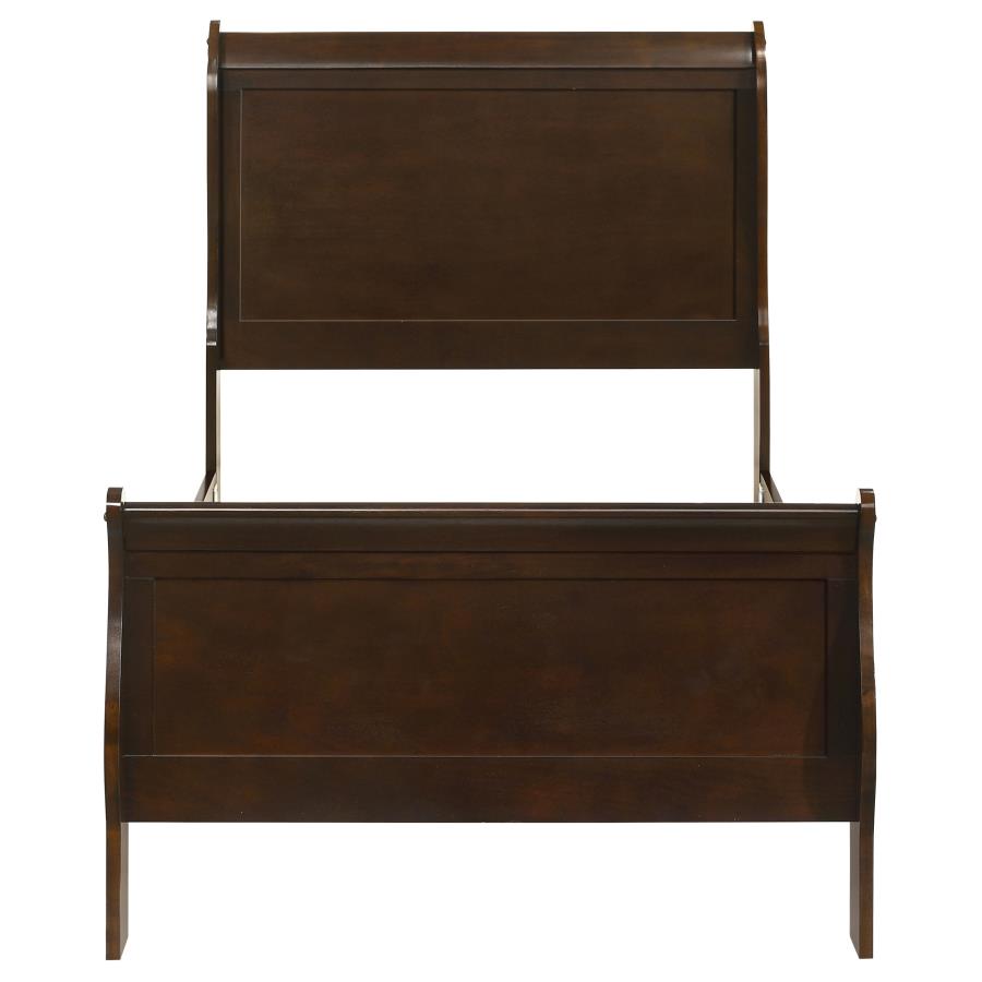Louis Philippe Wood Twin Sleigh Bed Cappuccino